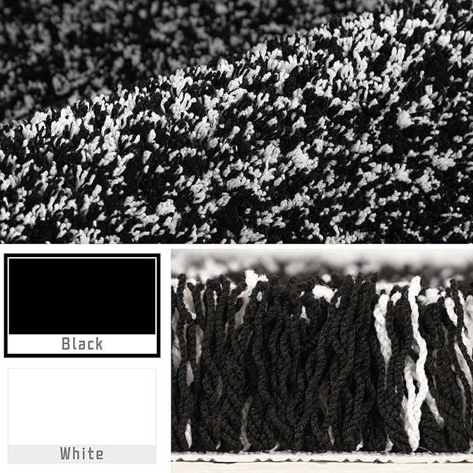 Yimobra Bath Rugs for Bathroom 32x20, Ultra Soft and Water Absorbent Bath Mats, Non Slip Plush Shower Rugs, Microfiber Thick Matts for Bathroom Floor/Tub, Machine Washable, 32"x 20", Black and White