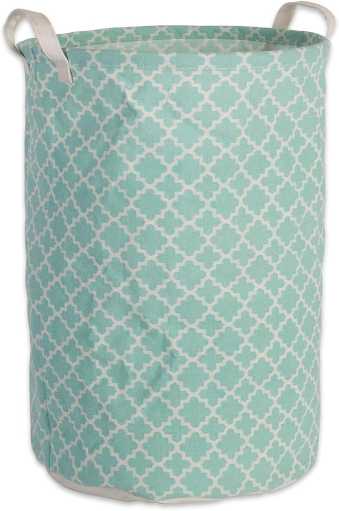 DII Laundy Collection, PE Coated Collapsible Bin, Aqua Lattice, Laundry Hamper