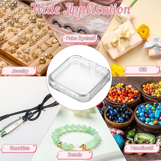 SHENLIU 50 Sets Press On Nail Storage Box, Clear Artificial Nail Display Case Acrylic Nail Boxes Press On Nail Packaging Box with Adhesive Double Sided Tape Nail Boxes for Nail Salon