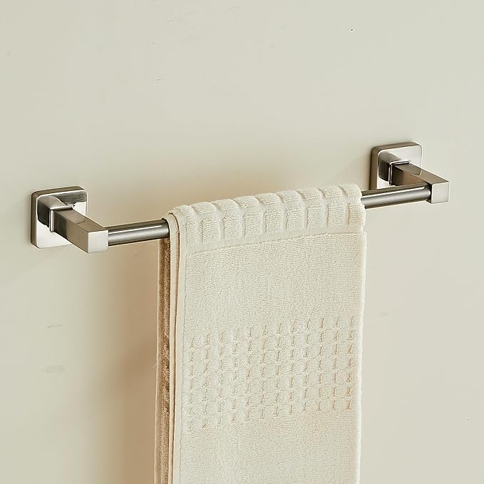 Bathroom Wall Mounted Towel Rack,12 Inch Brushed Nickel Towel Bar with Stainless Rack and Hand Towel Holder, Shower and Bath Towel Racks for Bathroom Wall(Total Length 14-Inch)