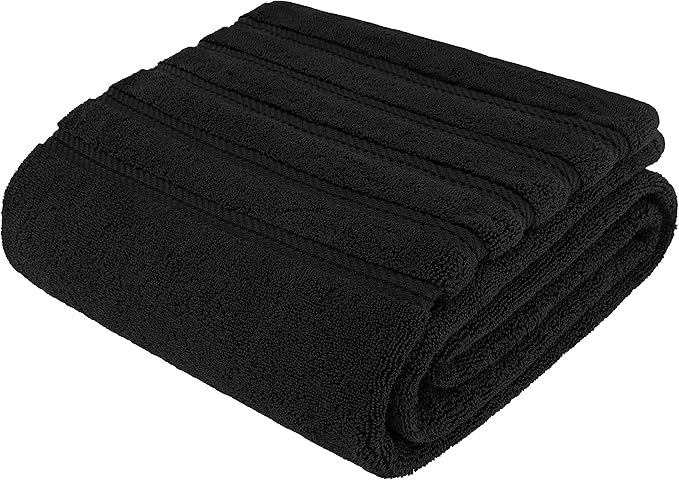 American Soft Linen 35x70 Jumbo Large Bath Towel, 600 GSM 100% Cotton Turkish Bath Sheet, Oversized Luxury Bath Towel for Bathroom Beach and Pool, Black