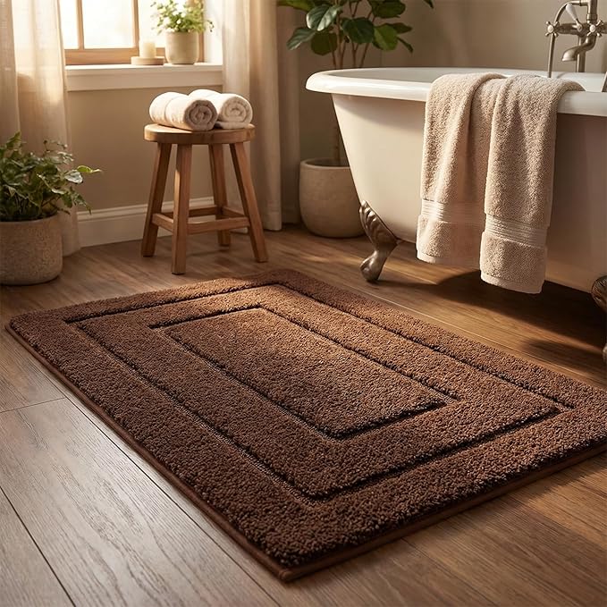 GRANNY SAYS Bathroom Rugs Non Slip 36" x 24", Bath Mats for Bathroom, Super Soft and Water Absorbent, Microfiber Washable Bath Rugs for Bath Floor, Tub and Shower, Brown