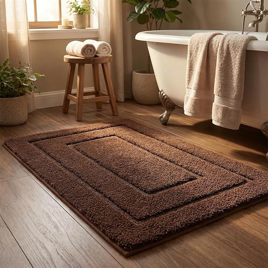 GRANNY SAYS Bathroom Rugs Non Slip 36" x 24", Bath Mats for Bathroom, Super Soft and Water Absorbent, Microfiber Washable Bath Rugs for Bath Floor, Tub and Shower, Brown