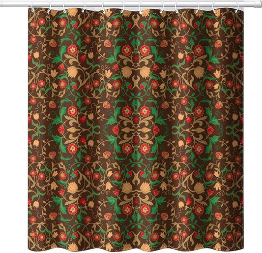 William Morris Original Design Vintage Shower Curtain Furniture Bathroom Fabric Decorations Washable Shower Curtain with Hooks 72x84 Inches(183x214cm), Style-1