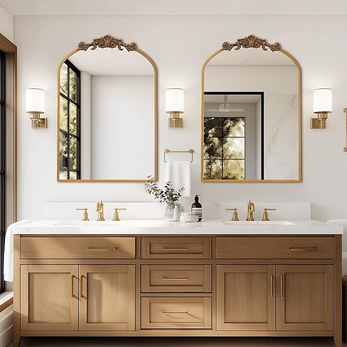 SogesHome 24x36 in Medicine Cabinet with Mirror for Bathroom, Wall Mount Mirror with Storage & 2 Adjustable Shelves for Entryway Hallway Bathroom, Vintage Gold