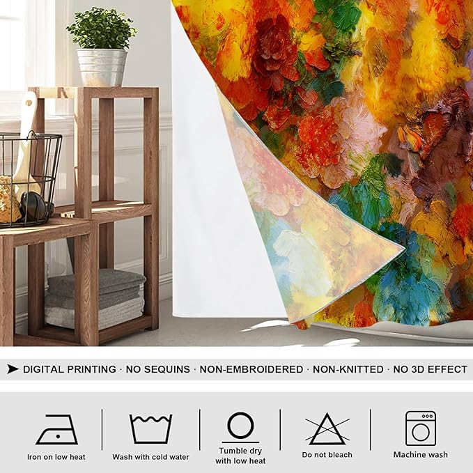 Shrahala Colorful Abstract Paint No Hooks Shower Curtain with Snap in Liner Set, Multicolor Modern Artist Bathroom Décor Polyester Fiber Waterproof for Stall Bathtubs 54 X 80 in