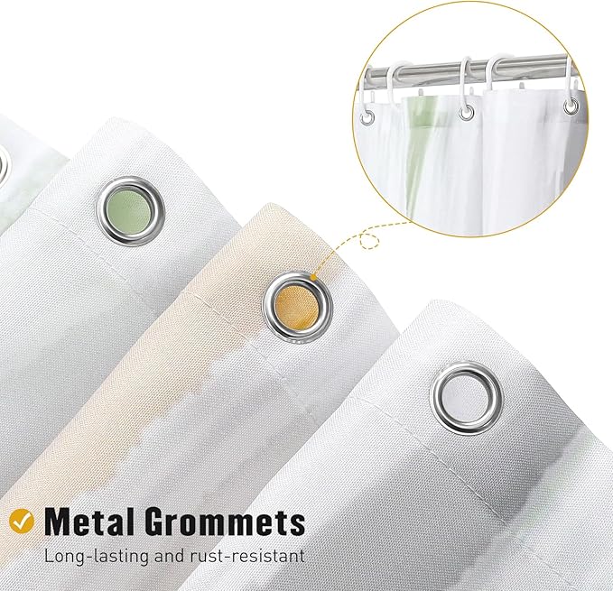 MitoVilla Abstract Ombre Shower Curtains for Chic Modern Bathroom Decor, Graffiti Vintage Fabric Shower Curtain, Brush Strokes Oil Painting Style, Sage Green, 72 x 72