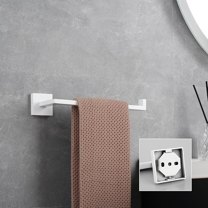 GERZWY Bathroom 2-Piece Bathroom Hardware Set Stainless Steel - Towel Ring Toilet Paper Holder, White