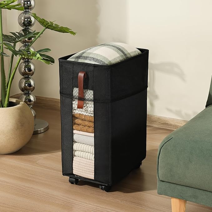Laundry Hamper with Wheels, 62L Rolling Laundry Basket with Visible Clear Window Collapsible Dirty Clothes Hampers for Laundry Room Bedroom Dorm RV,Black