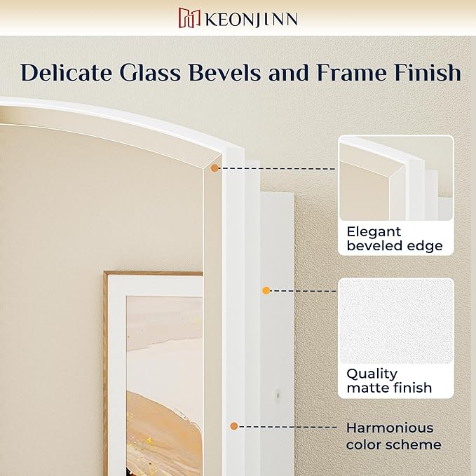 Keonjinn White Medicine Cabinet with Mirror 20” x 30”, Metal Framed Wall Cabinet with Beveled Mirror, Surface Mount or Recessed Medicine Cabinet for Bathroom, Bathroom Mirror with Storage
