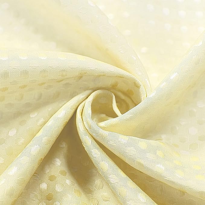 Mrs.Naturall Mellow Yellow Beige Shower Curtains for Bathroom Sets of Hooks Waterproof Waffle Textured Soft Warm Tone Winter Shower Curtain 72 Inch Length Butter Cream Pastel Pale Yellow