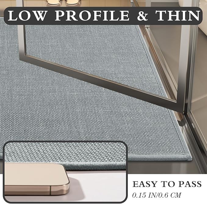 YIHOUSE Light Grey Bathroom Rug Sets 2 Piece, Bathroom Mat Quick Dry, Thin Bath Rug Set,Absorbent Bath Mat for Bathroom Non Slip Washable for Toilet and Floor 17"x24"+17"x32"