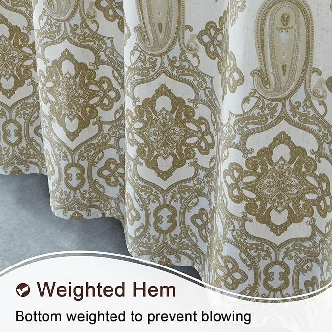 Stall Fabric Shower Curtain, 54 inch Beige Boho Paisley Print Shower Curtains for Bathroom, Waterproof Polyester Small Bathroom Curtains, 54" W x 72" H