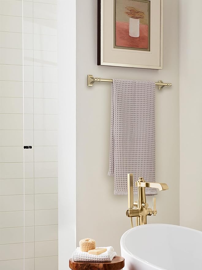 Amerock BH36054BBZ | Golden Champagne Towel Bar | 24 in (610 mm) Towel Rack | Davenport | Bathroom Towel Holder | Bathroom Hardware | Bath Accessories