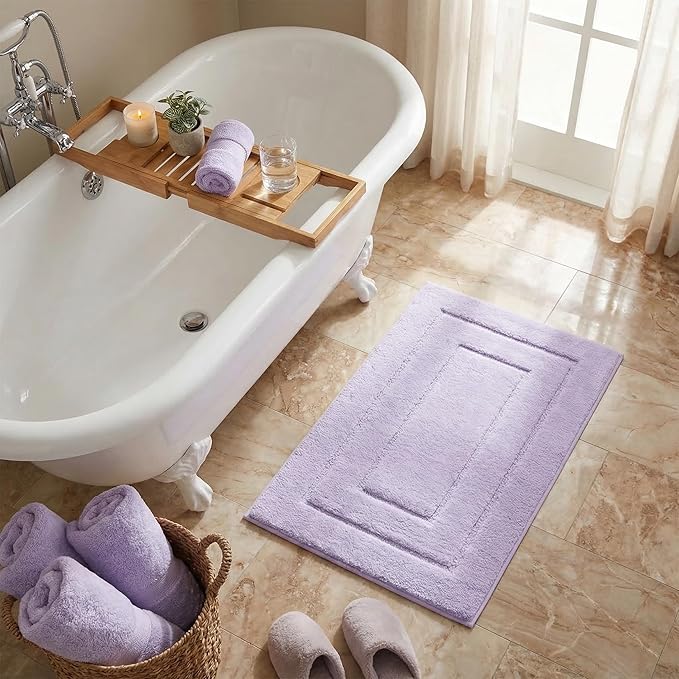 GRANNY SAYS Bathroom Rugs and Mats, 16" x 24" Non-Slip Bath Mat for Bathroom, Super Soft Absorbent Microfiber Bath Rug, Machine Washable and Dry, Small Lavender Rug for Shower, Tub and Bath Floor