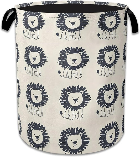 Cute Lion Laundry Basket Collapsible Laundry Hamper Clothes Toy Storage Bin for Bathroom Bedroom Room Decor 16" X 20.8"