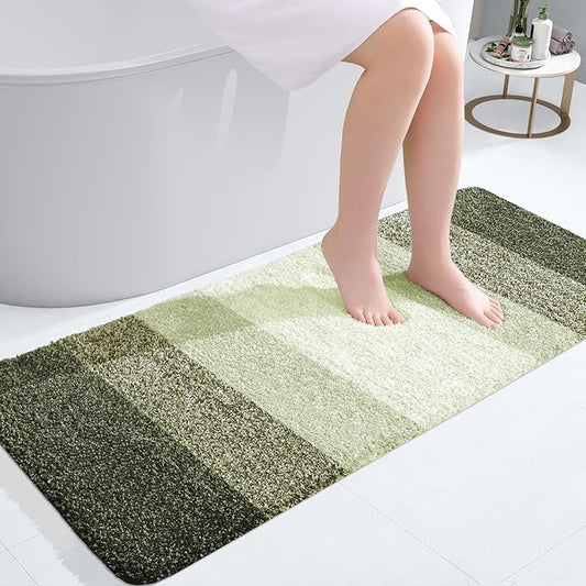 OLANLY Bathroom Rugs Mat 47x20, Extra Soft Absorbent Microfiber Bath Rugs, Rubber Backing, Quick Dry, Machine Washable Bath Mats for Bathroom Floor, Tub and Shower, Home Decor Accessories, Dark Green