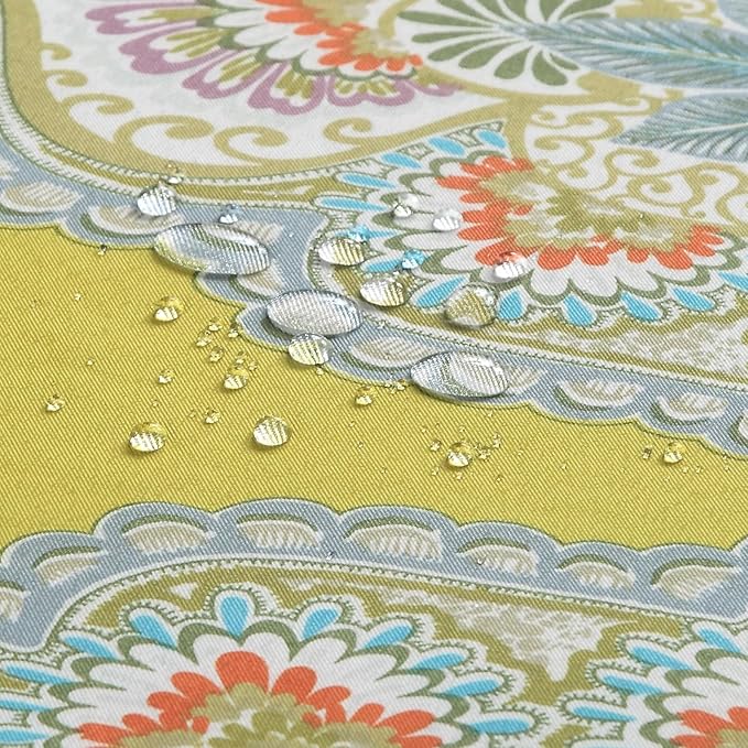 Fabric Shower Curtain, Yellow Orange Green Printed Boho Medallion Pattern Shower Curtains for Bathroom, Waterproof Bathroom Curtains, 72" W x 72" H