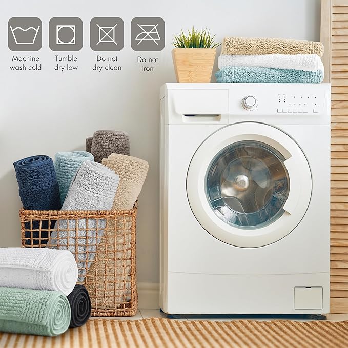 Madison Park Splendor Reversible 100% Cotton Tufted Bathroom Rug-3000 GSM Hotel Quality Luxurious Plush Medium Pile Bath Mat Absorbent, Quick Dry, Shower Room Décor, 20x30 Charcoal