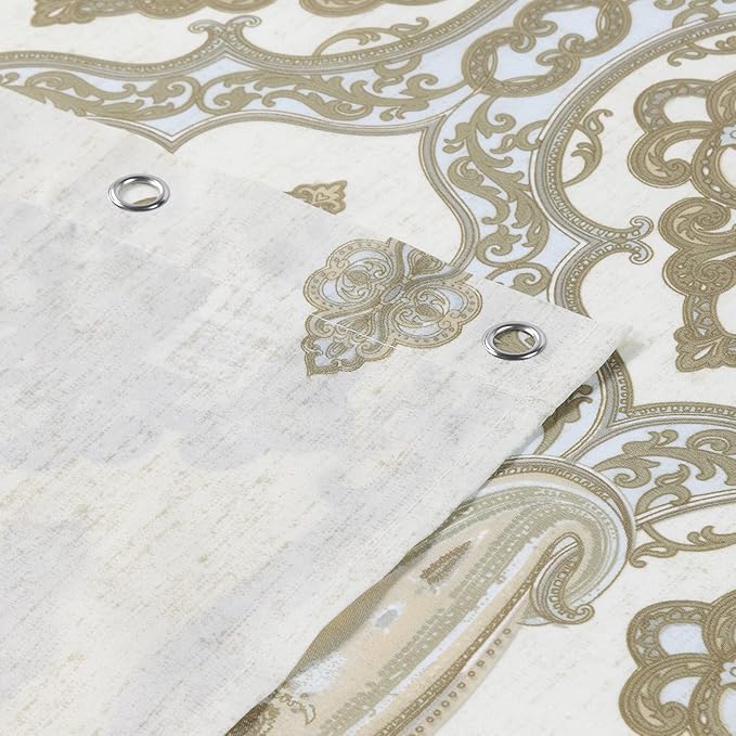 Hudson Farmhouse Taupe Waterproof Paisley Polyester Tan Fabric Printed Beige Decorative Khaki Classic Ivory Shower Curtain for Bathroom,72" W x Extra High 78" L