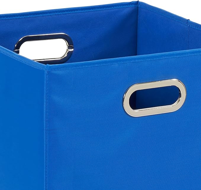 Household Essentials GEN Folding Laundry Hamper, Grommet Handles, Sturdy Fiberboard with Polyester Lining, Quick Set-Up, Squared Shape Saves Space, Blue