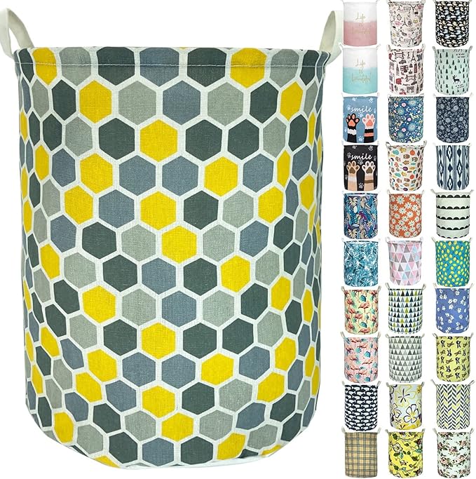 Merdes 19.7?€??€? Waterproof Foldable Laundry Hamper, Dirty Clothes Laundry Basket, Linen Bin Storage Organizer for Toy Collection (Honeycomb)
