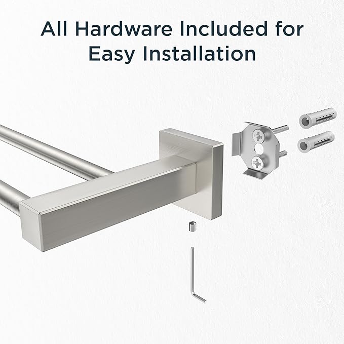 FORIOUS 24 Inch Double Towel Bar, Double Towel Racks for Bathroom Brushed Nickel, Heavy Duty SUS304 Stainless Steel Dual Towel Rail Wall Mount, Brushed Nickel