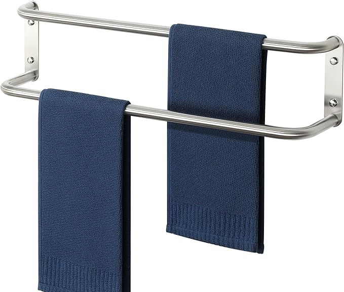 Alise Double Towel Bar,24 Inch Towel Racks for Bathroom, SUS304 Stainless Steel Towel Bar for Bathroom Wall,Quick Drying Bathroom Towel Holder Bath Towel Hanger,Brushed Nickel