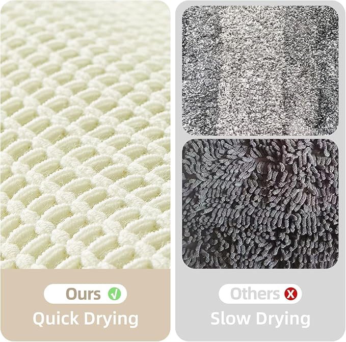 Cream White Bathroom Rugs, Waffle Bath Mat Non Slip Washable Super Absorbent Quick Dry Boho Farmhouse Bathroom Decor, 24"x16" Cream White