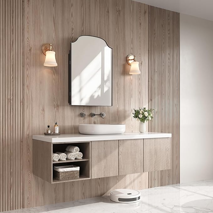 20x30 Inch Medicine Cabinet - Surface Mount or Recessed Bathroom Mirror Cabinet with Storage, Metal Framed, Sturdy & Easy Installation（Black）