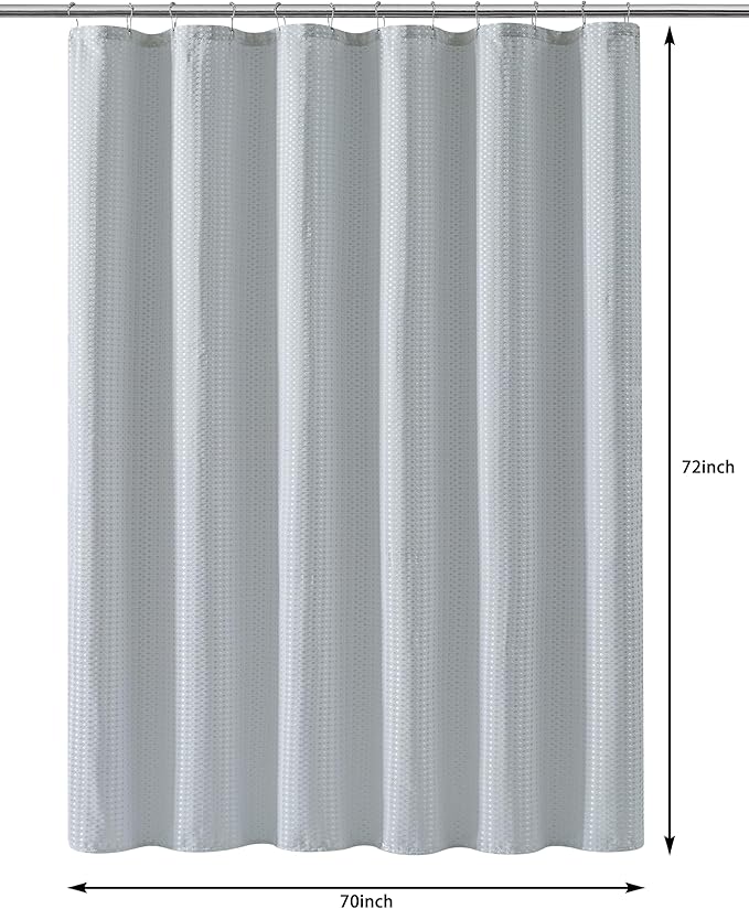 Luxury Dobby Weave Shower Curtain Elegant Hotel Style Fabric for Bathroom, Water Repellent, Machine Washable Light Grey Dobby