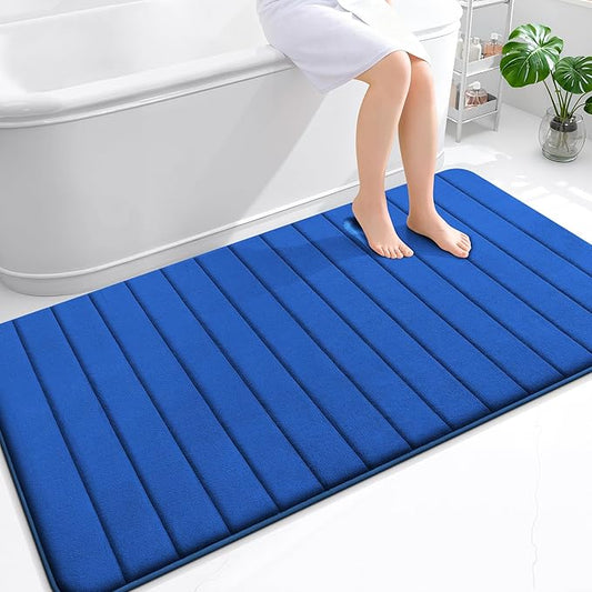 OLANLY Memory Foam Bath Mat 59x35, Super Soft Absorbent Bathroom Rugs, Quick Dry, Machine Washable Shower Floor Rugs, Bathmat Carpet, Bathroom Home Decor Accessories, Royal Blue