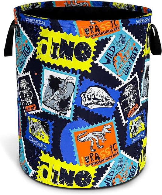 Dinosaurs Laundry Basket Dinosaur Fossils Foldable Waterproof Oxford Cloth Funny Tote Bag Laundry Hamper Clothes Storage Bucket Toy Organizer For Bathroom/Laundry Storage/Bedroom 18.9x16.5 Inch