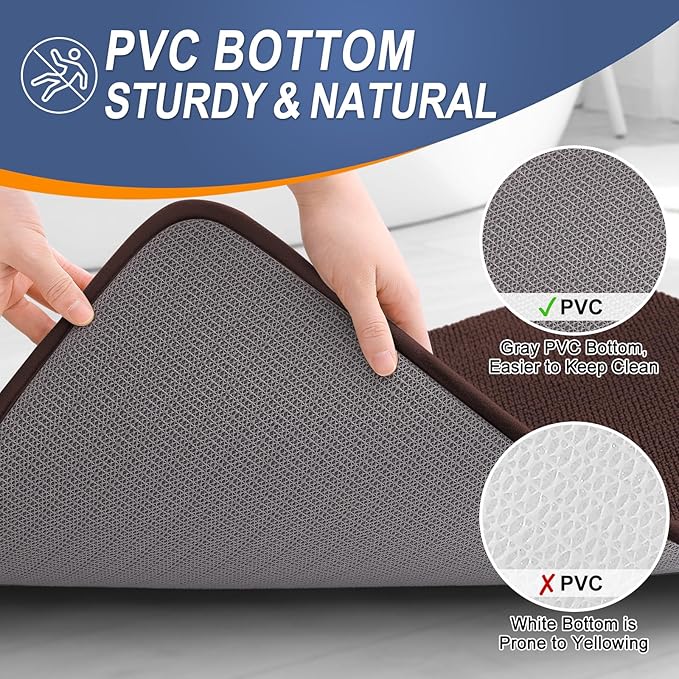OLANLY Thick Memory Foam Bath Mat Rug 40x24, Extra Soft Absorbent Bathroom Rug, Quick Dry Bath Mats, Non-Slip, Machine Washable Carpet for Bathroom, Tub and Shower, Home Decor Accessories, Brown