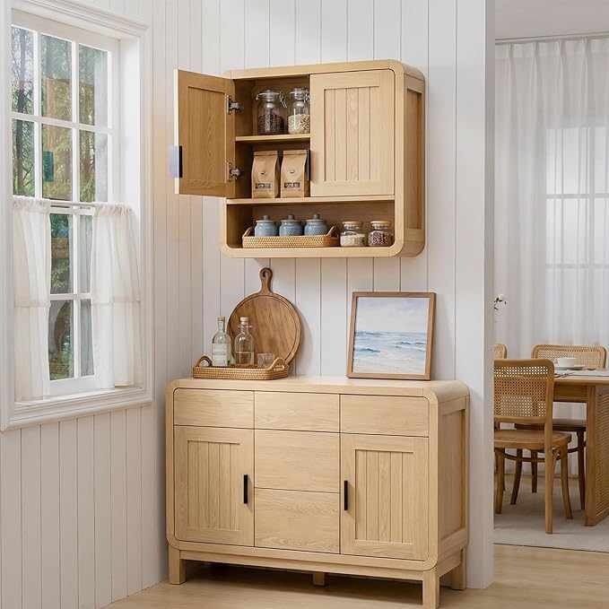 VANIRROR Premium Bathroom Wall Cabinet, Engineered Wood Medicine Cabinet with Soft-Close Doors & Child-Safe Rounded Edges, Modern Farmhouse Storage Organizer for Laundry, Kitchen
