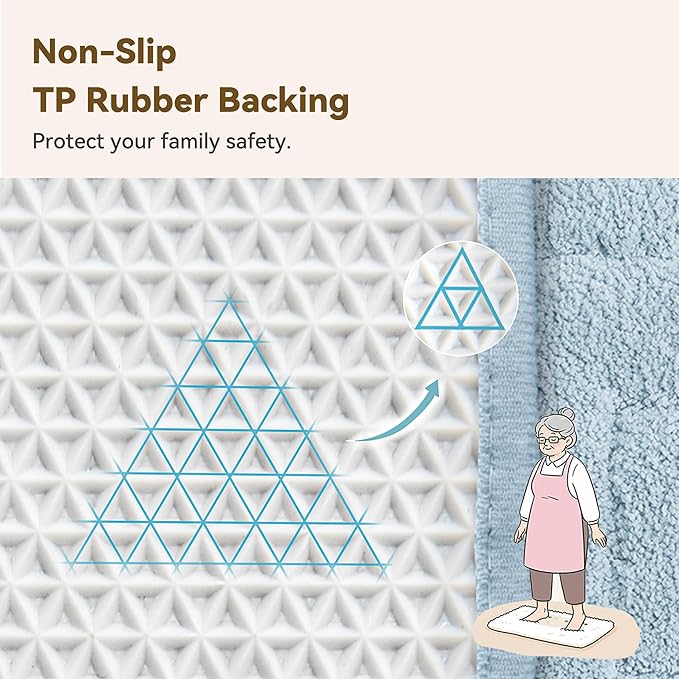 GRANNY SAYS Bathroom Rugs and Mats, 16" x 24" Non-Slip Bath Mat for Bathroom, Super Soft Absorbent Microfiber Bath Rug, Machine Washable and Dry, Small Baby Blue Rug for Shower, Tub and Bath Floor