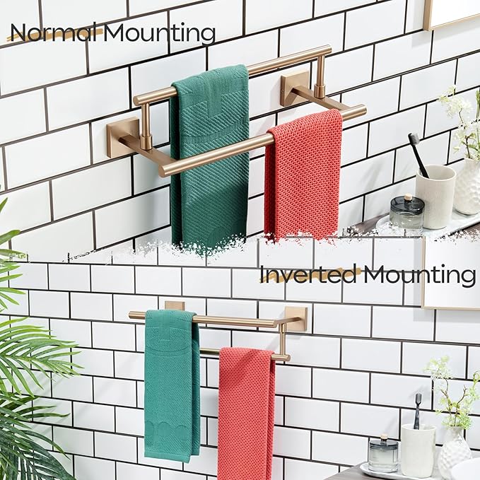 KOKOSIRI Hand Towel Bar 16-Inch Towel Holder Bathroom Rack for Bath Cabinet Towel Rails Champagne Bronze Stainless Steel B5009CPG-L16