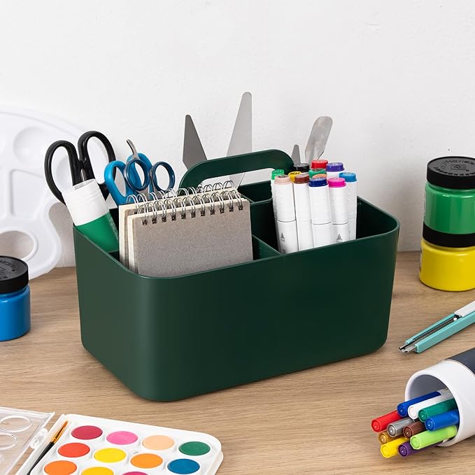 Tiawudi 2 Pack Caddy Organizer with Handle, Portable Plastic Caddy, Storage Organization for Cleaning, Bath, Makeup, Art, Craft, Stationery, Classroom and Office, Tote Organizer