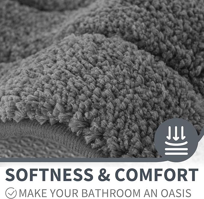 GRANNY SAYS Gray Bathroom Rugs Non Slip, Large Bath Mats for Bathroom, Super Soft and Water Absorbent, Microfiber Washable Bath Rugs for Bath Floor, Tub and Shower, 36" x 24", Dark Gray