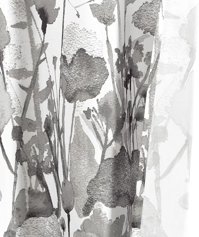 Lush Decor Zuri Flora Shower Curtain Single 72" W x 72" L Light Gray - Floral Shower Curtains for Bathroom - Gray Bathroom Curtain - Cottage Decor