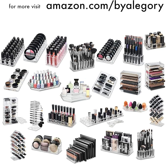 BY ALEGORY (Set Of 2) Acrylic Lipstick Makeup Organizers 24 Space Beauty Storage Refillable Cosmetic Container - Clear