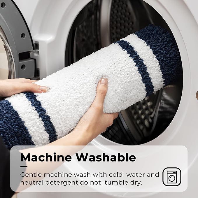 GRANNY SAYS Microfiber Bathroom Rugs Non Slip Washable, Water Absorbent Bathrooms Mats for Tub, Soft Bath Mats for Bathroom Floor & Shower, Bath Rug, 16" x 24", Navy Blue Bath Rugs
