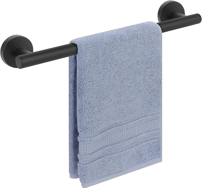 Livabber Bath Towel Bar, 304 Stainless Steel Towel Rack, Heavy Duty Towel Holder Wall Mounted for Bathroom/Kitchen, Usable Hanging Length-13.4 Inch, Total Length-16 Inch (Black)
