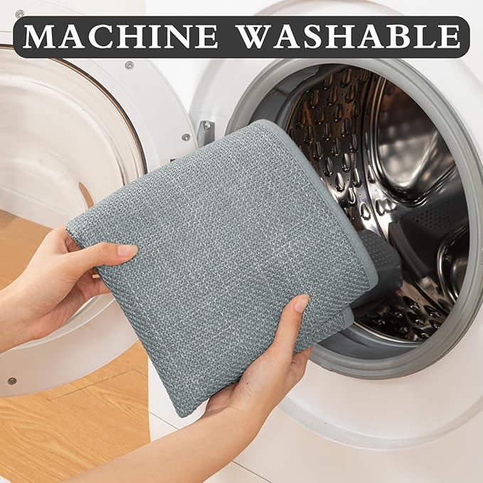 YIHOUSE Light Grey Bathroom Rugs Set 5 Piece, Absorbent Bath Mat for Bathroom Non Slip Washable, Bath Room Mat Quick Dry, Thin Bath Rug Set for Toilet and Floor