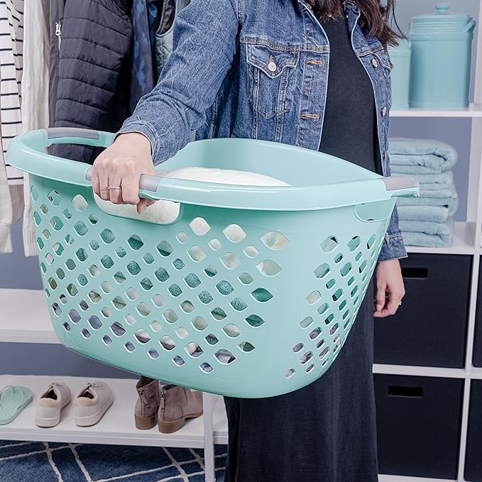 Large Hip-Hugger Laundry Basket/Hamper, 1.8-Bushel, Stackable Storage Bin/Organizer for Bathroom/Bedroom/Dorm/Home Height-14.33