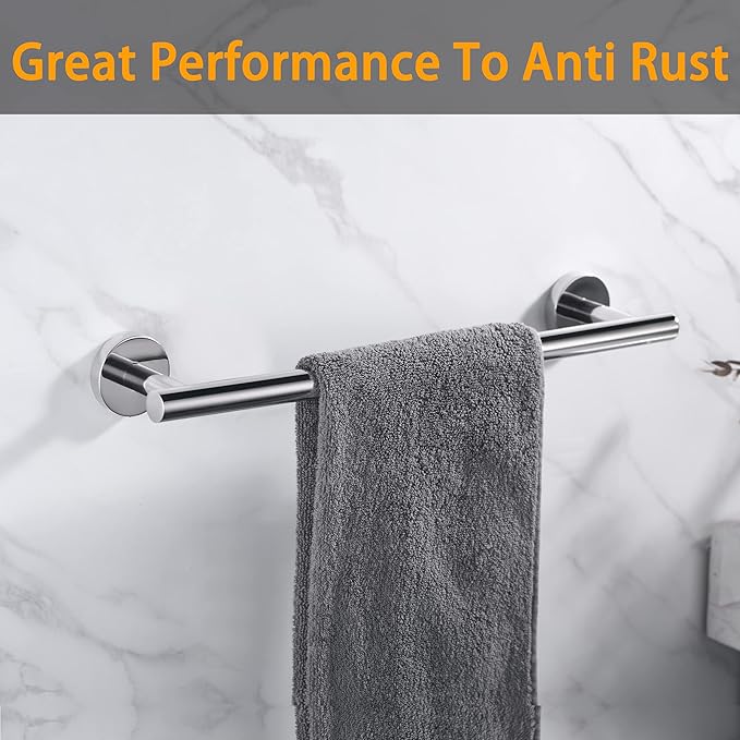 Nolimas Polished Chrome Bath Towel Bar Single Bars Towel Rack Rod Classic Wall Mounted Stainless Steel Bathroom Towel Bar Toilet Kitchen Towel Shelf Single Layer,16inch