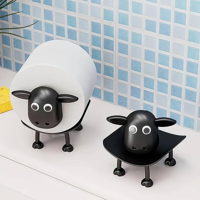 3-Pack Sheep Toilet Paper Roll Holder Set, OPP Packaging - Cute Bathroom Organizer with Adorable Design