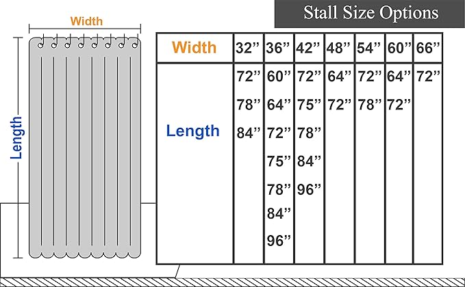 Barossa Design Stall Fabric Shower Curtain Waffle Weave 32 x 84 inches Extra Long Size, Hotel Grade, Spa, 230gsm Heavy Duty, Water Repellent, Washable, White, 32x84