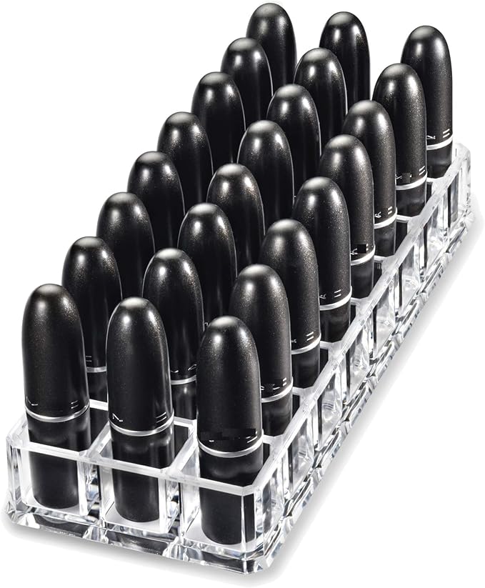 BY ALEGORY (Set Of 2) Acrylic Lipstick Makeup Organizers 24 Space Beauty Storage Refillable Cosmetic Container - Clear
