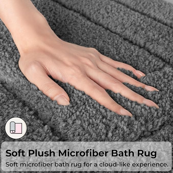 GRANNY SAYS Deep Gray Bathroom Rug Mat, Bath Mats for Bathroom Non-Slip, Super Soft and Water Absorbent, Extra Large Bath Rugs, Microfiber Long Bath Rugs for Floor, Tub and Shower,71" x 24"